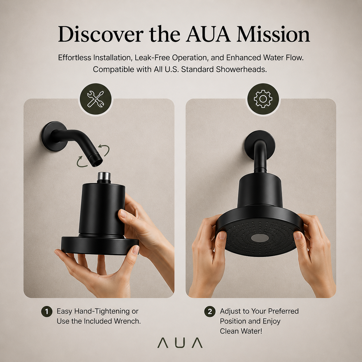 AUA Purifying Shower System — Matte Black